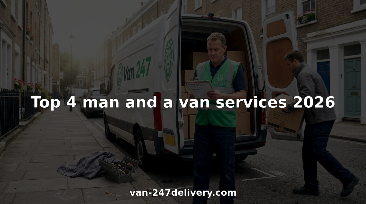 Van driver unloading boxes on city street