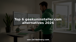 Man using uninstaller software at home workstation