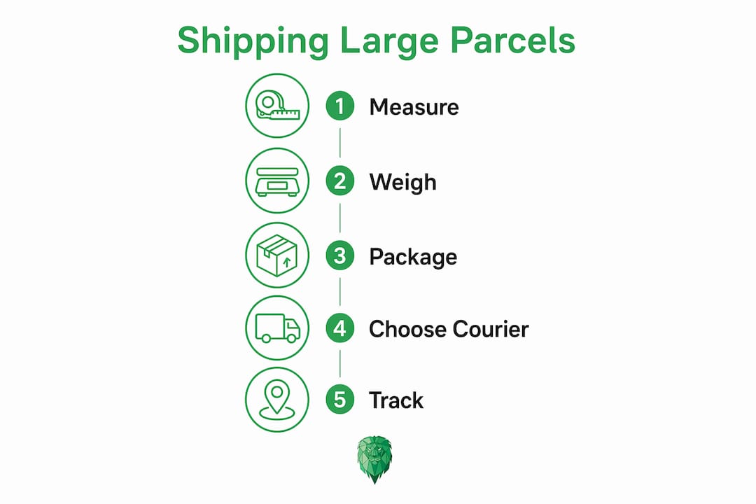 Infographic with steps for shipping large parcels
