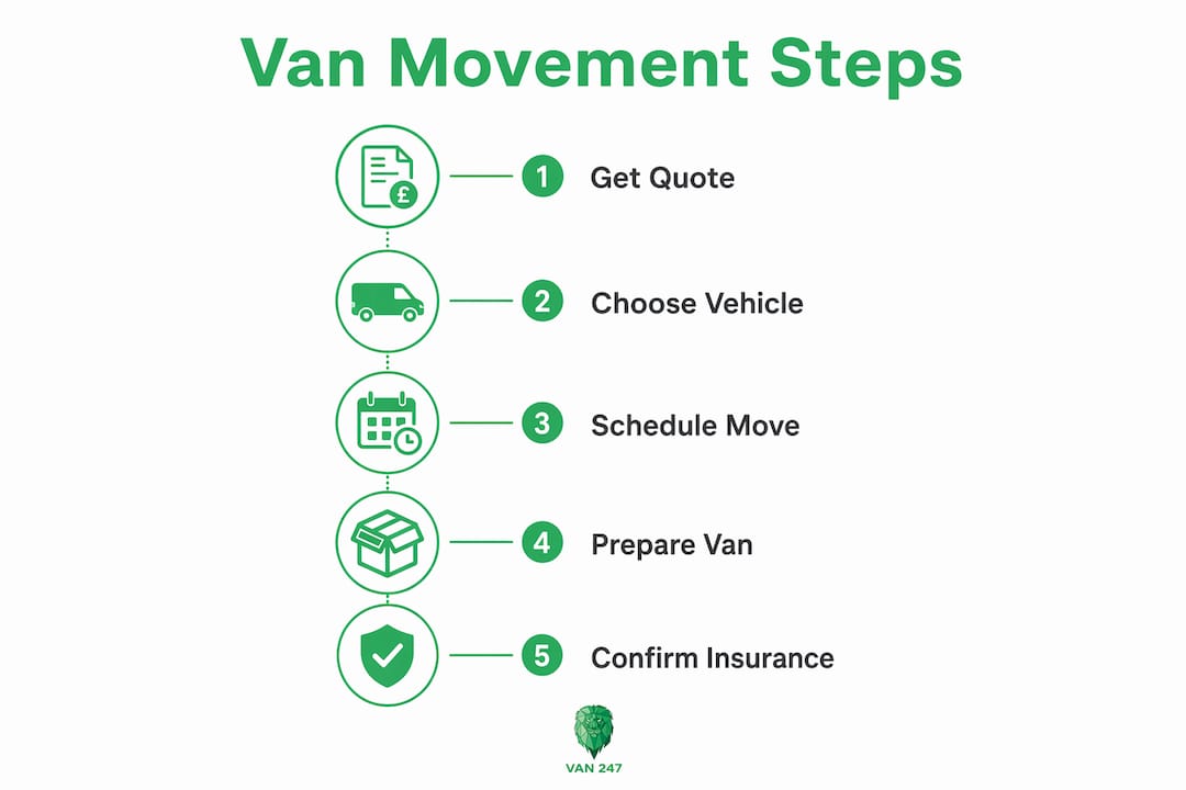 Infographic showing five key steps of van movement