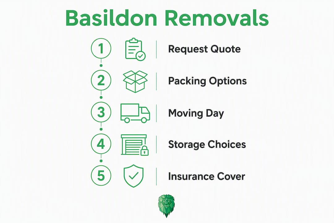 Infographic showing removals service steps in Basildon