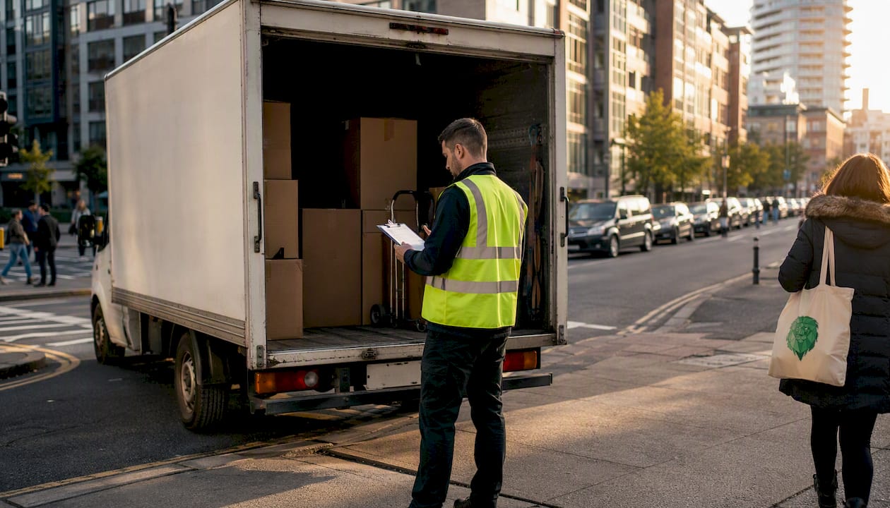 Mover assessing van size and parking in city