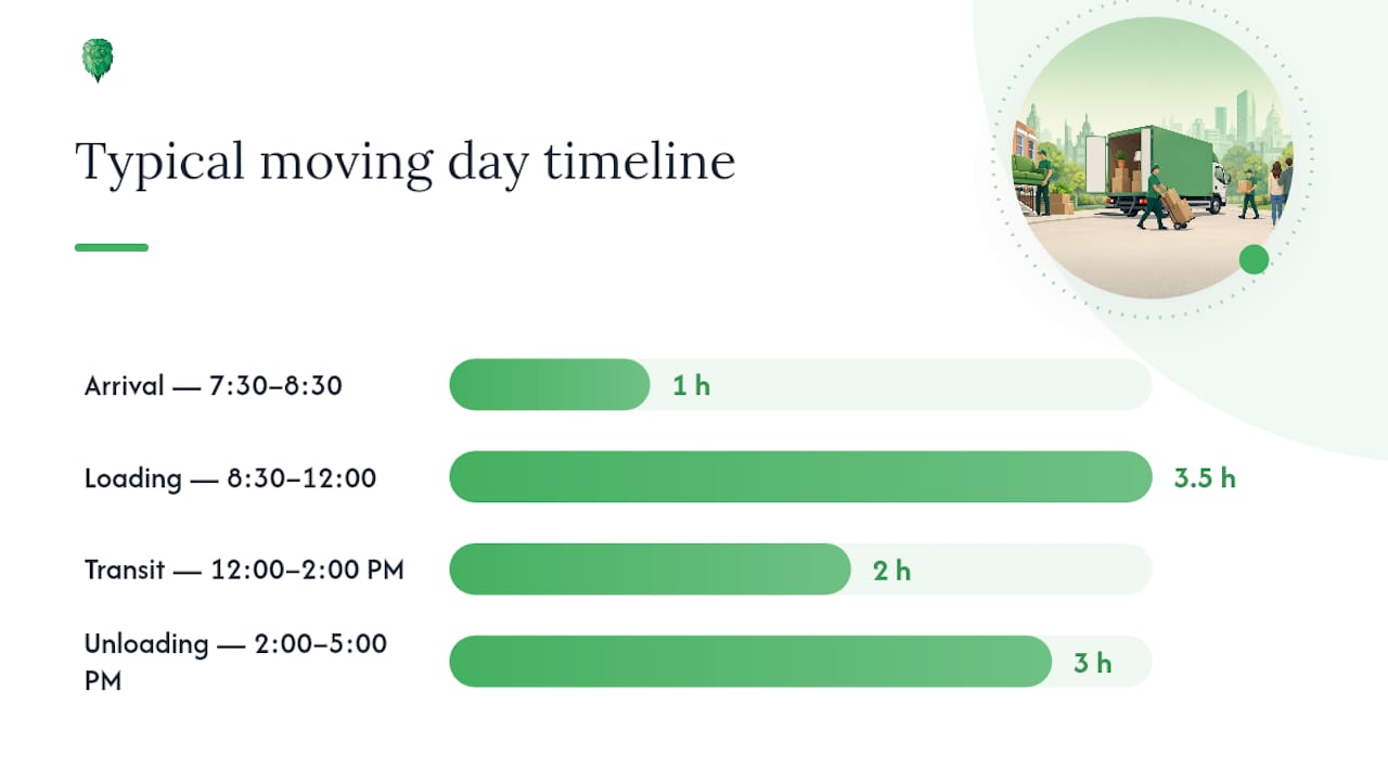 Timeline of a typical local 3-bedroom moving day