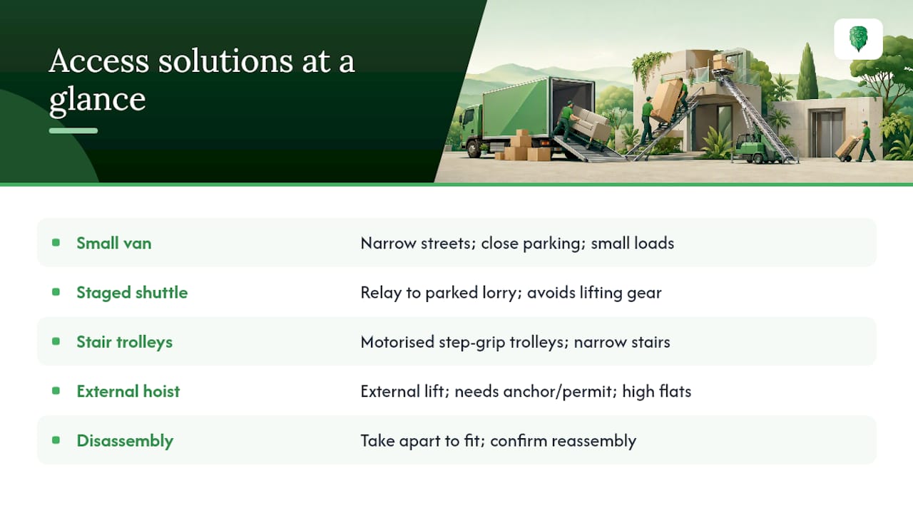 Comparison diagram of specialist moving methods