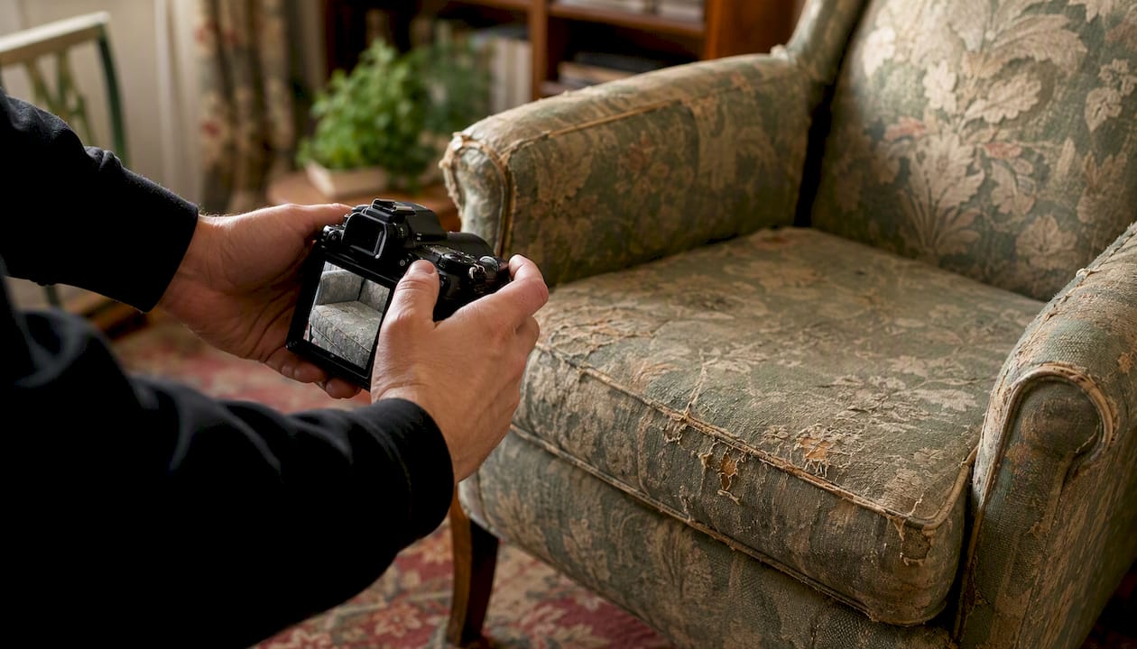Mover photographing furniture condition