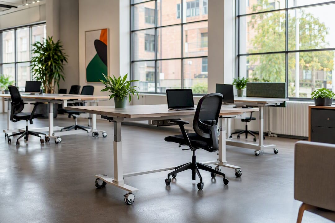 Modular desks with castor wheels