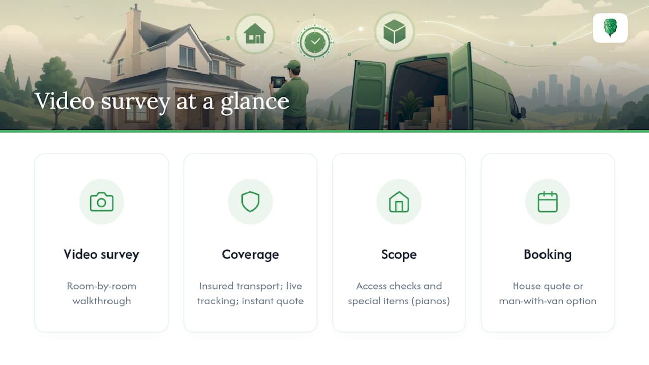 Getting your video survey booked with Van-247delivery — overview diagram