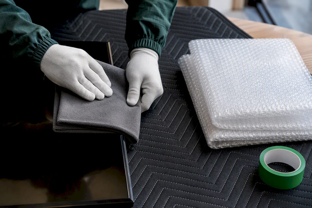 Microfibre cloth layered over TV screen