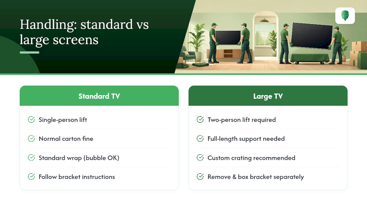 Large TV lifting and crating guidance