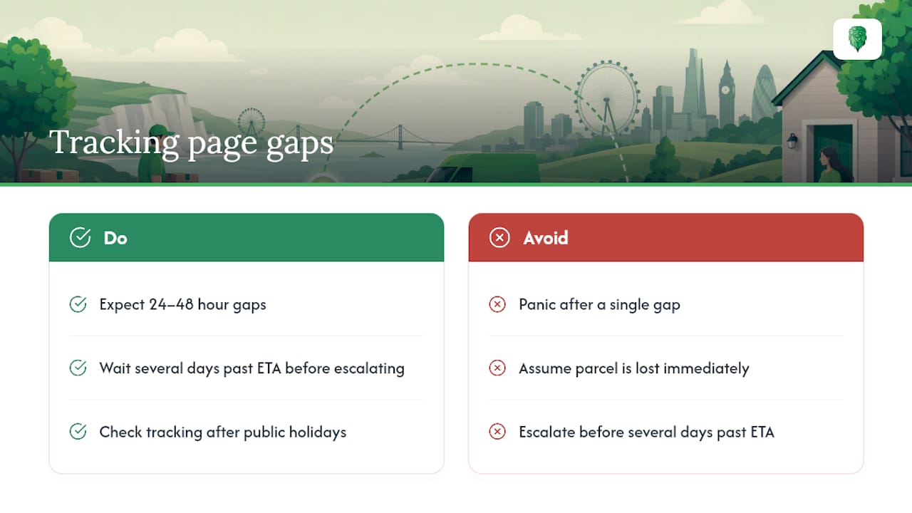 Why your tracking page can look frozen for a day or two — overview diagram