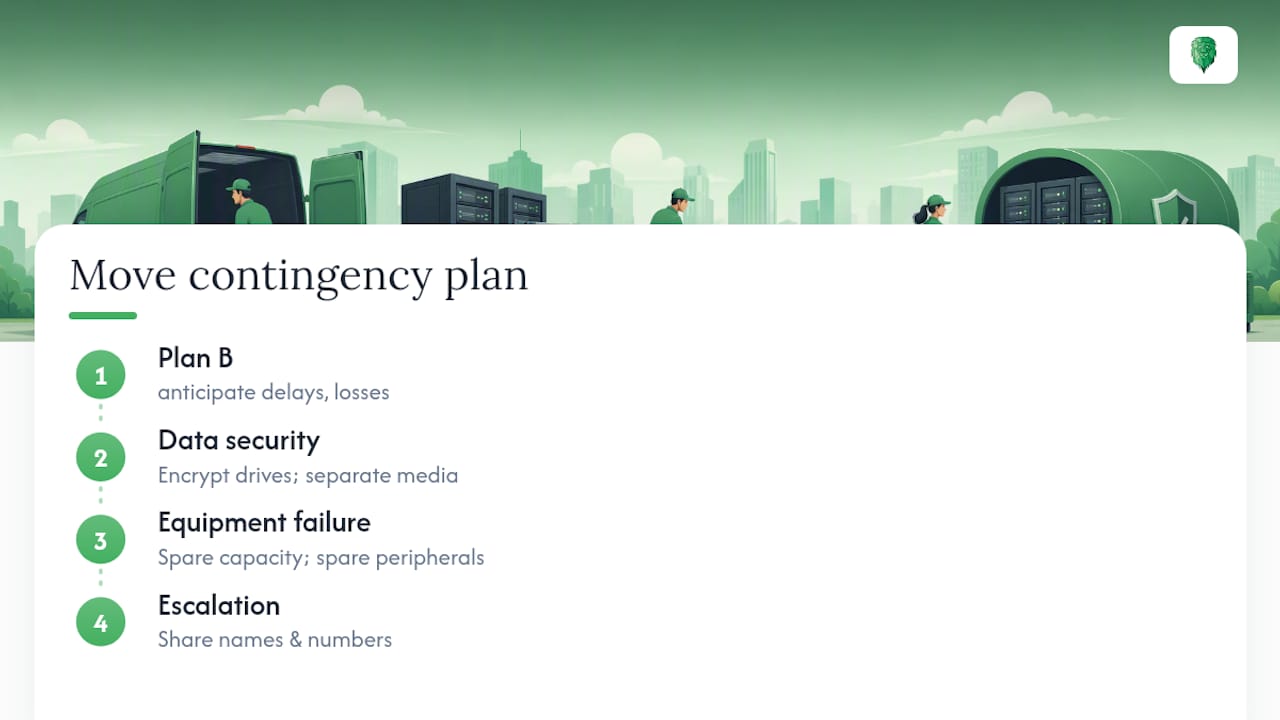 IT relocation contingency planning flow