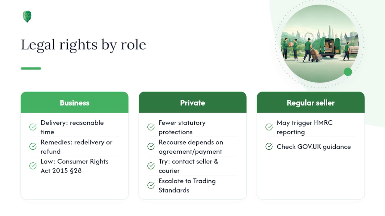 Your legal rights and remedies for delivered goods in the UK — overview diagram