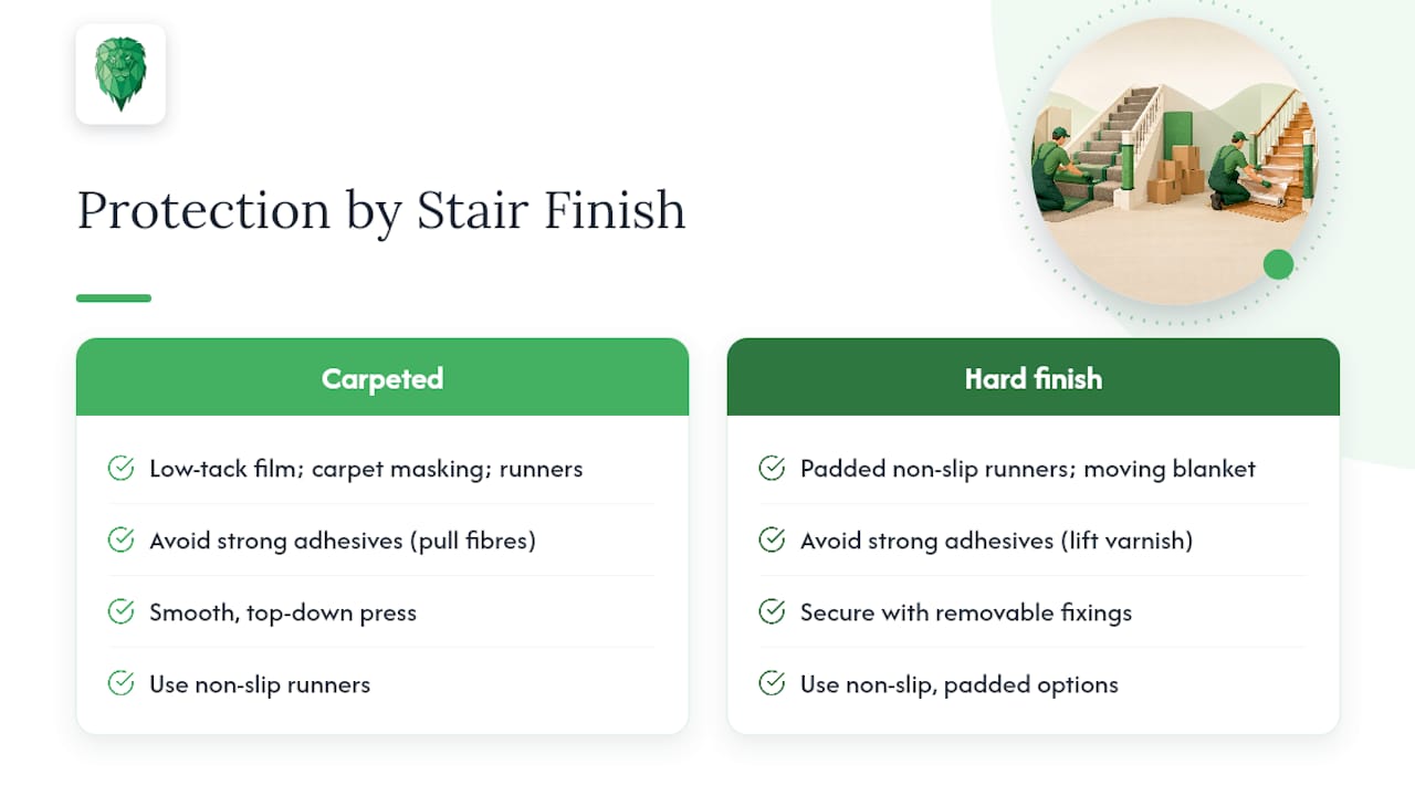 Comparison of protection for carpeted and hard stairs