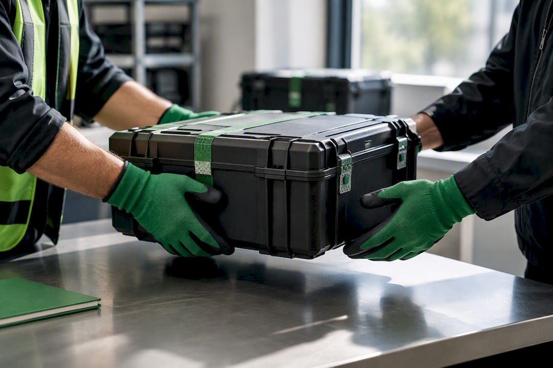 Antistatic equipment case handover