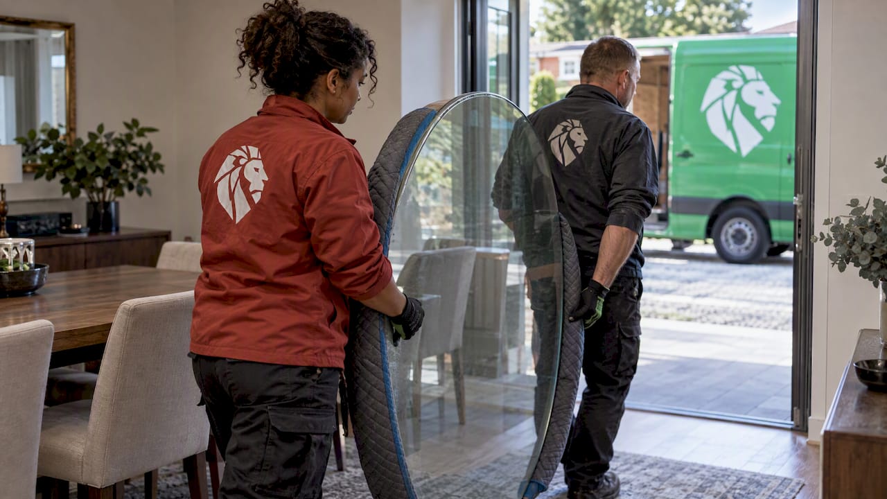 glass table transport